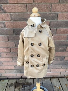 Burberry Kids Tan Double-Breasted Pea Coat Size Small